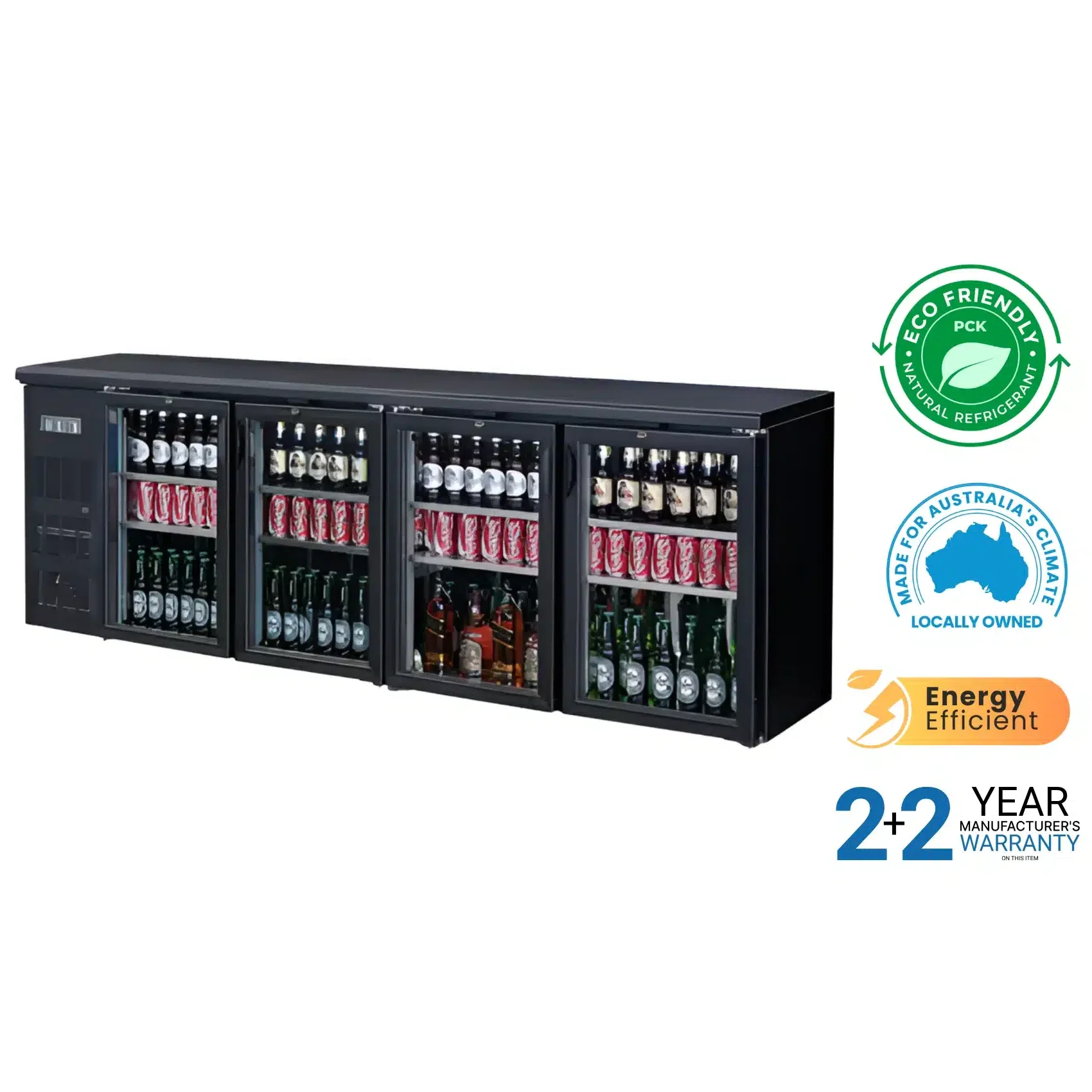 Thermocool BC4100G Bar Fridge 4 Glass Doors 698L