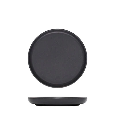Black Walled Round Plate - 175mm