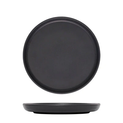 Black Walled Round Plate - 220mm