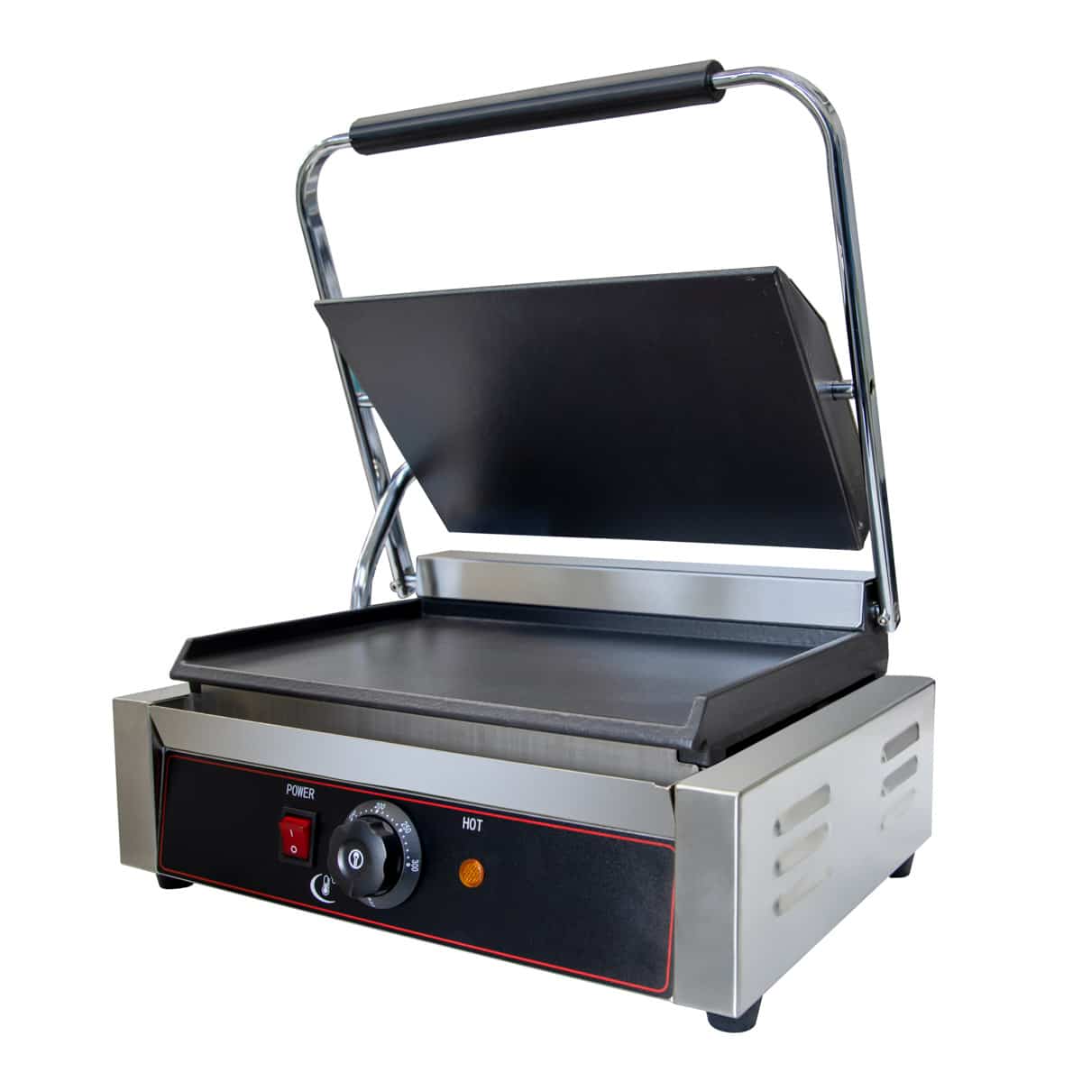 Hargrill Panini Contact Grill Large Single Smooth Top and Bottom, Electric
