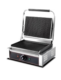 Hargrill Panini Contact Grill Large Single Electric Ribbed Top / Ribbed Bottom Plate