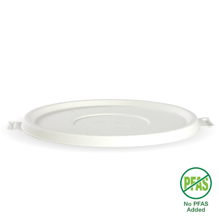 White Plant Fibre BioBowl Lid to Fit 800ml & 1.42L - Qty 400/ctn