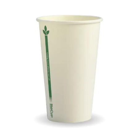 White Green Line Single Wall BioCup - 390ml (80mm) - Qty 1,000/ctn