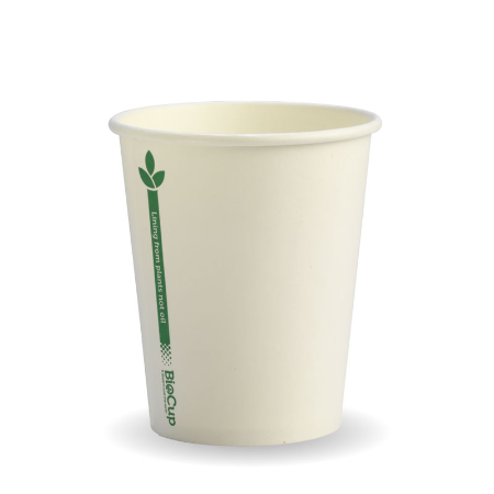 White Green Line Single Wall BioCup - 280ml - Qty 1,000/ctn