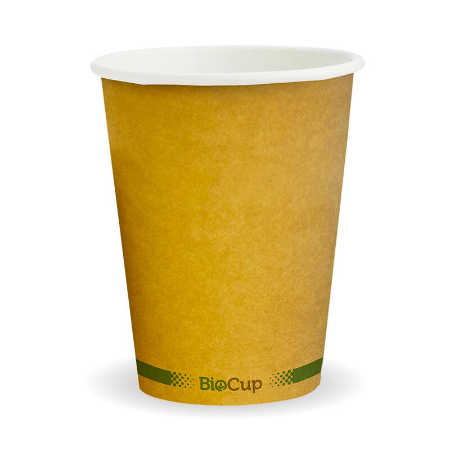 Kraft Green Stripe Single Wall BioCup - 390ml - Qty 1,000/ctn