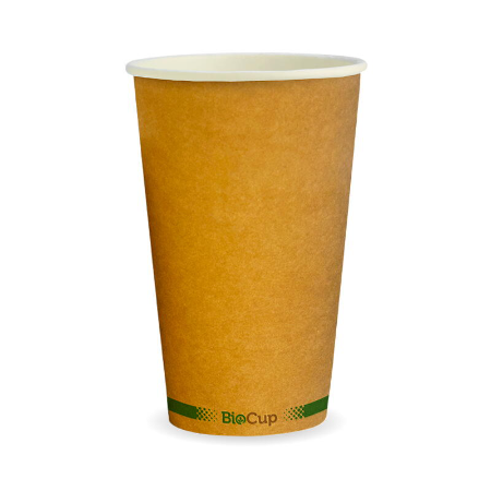 Kraft Green Stripe Single Wall BioCup - 510ml - Qty 1,000/ctn