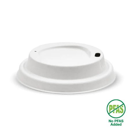 Small White Plant Fibre BioCup Lid - 80mm - Qty 1,000/ctn