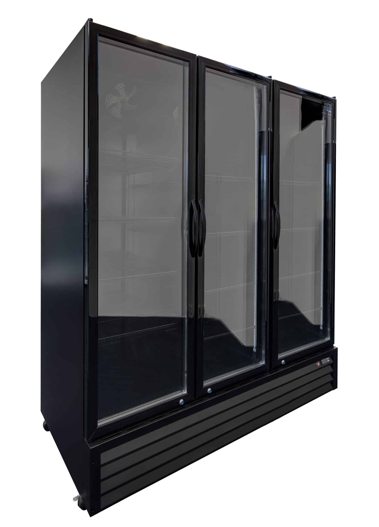 Norsk Tall Triple Door Display Fridge 1500L Black, No Lightbox