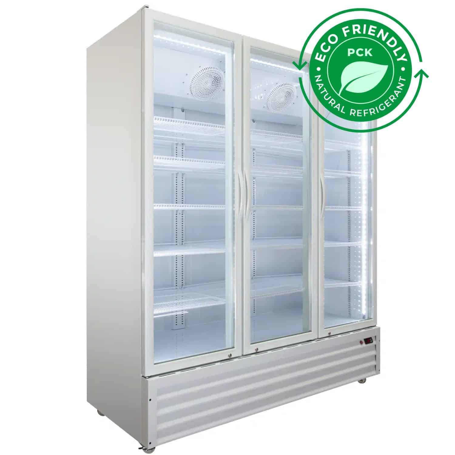 Norsk Tall Triple Door Display Fridge 1500L White, No Lightbox