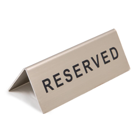 Stainless Steel 'Reserved' Table Sign