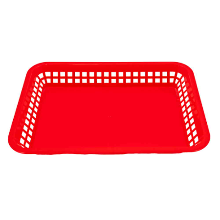 Plastic Fast Food Basket - L300mm x W215mm x H35mm (Red)