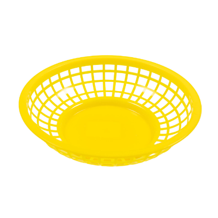 Plastic Fast Food Basket - D200mm x H50mm (Yellow)