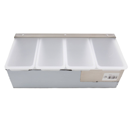 Stainless Steel Condiment Holder - 4 Compartment