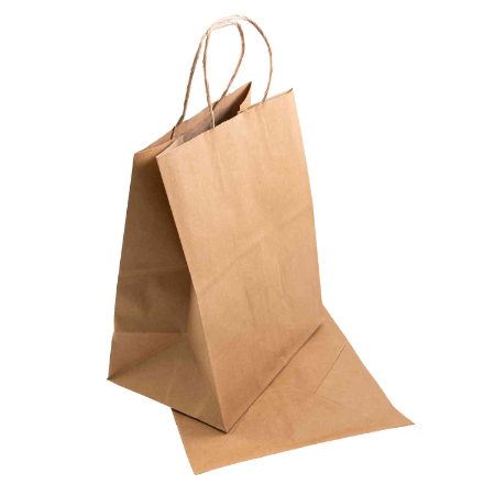 Brown Twist Handle Paper Takeaway Bags - L305mm x W305mm x H175mm (Qty. 250)