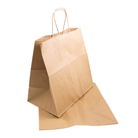 Brown Twist Handle Paper Takeaway Bags - L270mm x W210mm x H145mm (Qty. 250)