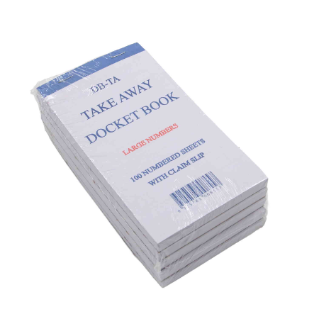 Takeaway Single Sheet Docket Book - L165mm x W95mm (Pack of 5)
