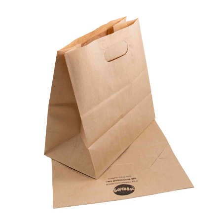 Brown Die Cut Handle Paper Takeaway Bags - L305mm x W305mm x H175mm (Qty. 500)