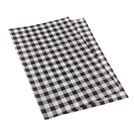 Gingham Black Greaseproof Paper Sheets - L190mm x W300mm (Qty. 200)