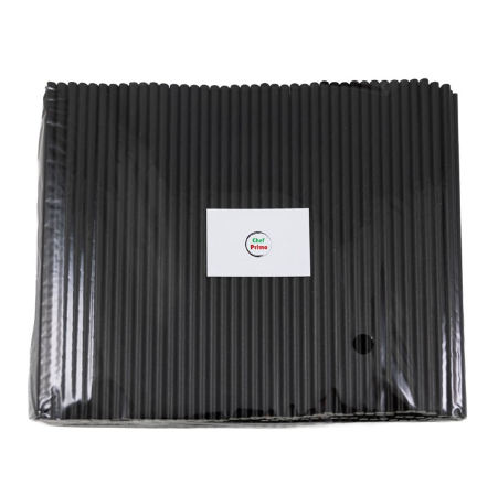 Chef Primo Black Flexi Paper Straw - 3 Ply - D6mm x L200mm (250pcs/Bag, 10 Bags/Carton)