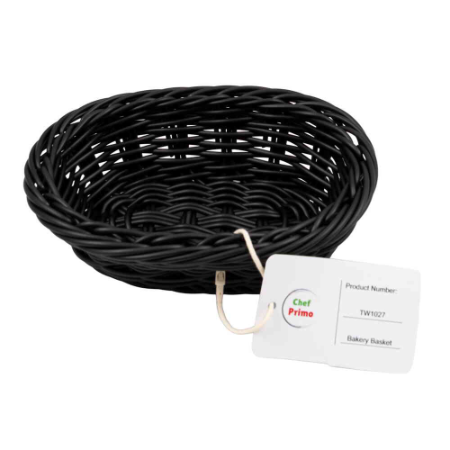 Oval Woven Bread Basket - L190mm x W120mm x H60mm (Black)