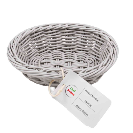 Oval Woven Bread Basket - L190mm x W120mm x H60mm (Light Grey)