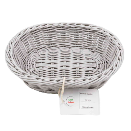 Oval Woven Bread Basket - L250mm x W190mm x H65mm (Light Grey)