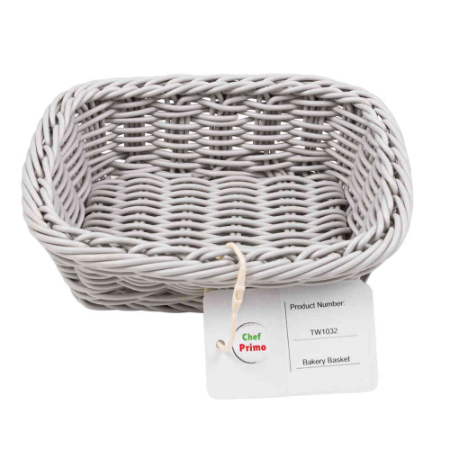 Rectangular Woven Bread Basket - L190mm x W130mm x H60mm (Light Grey)