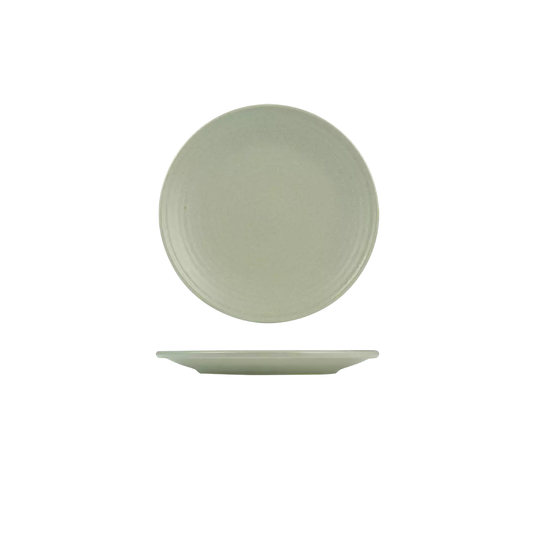 Pearl Pistachio Ribbed Round Plate-210mm