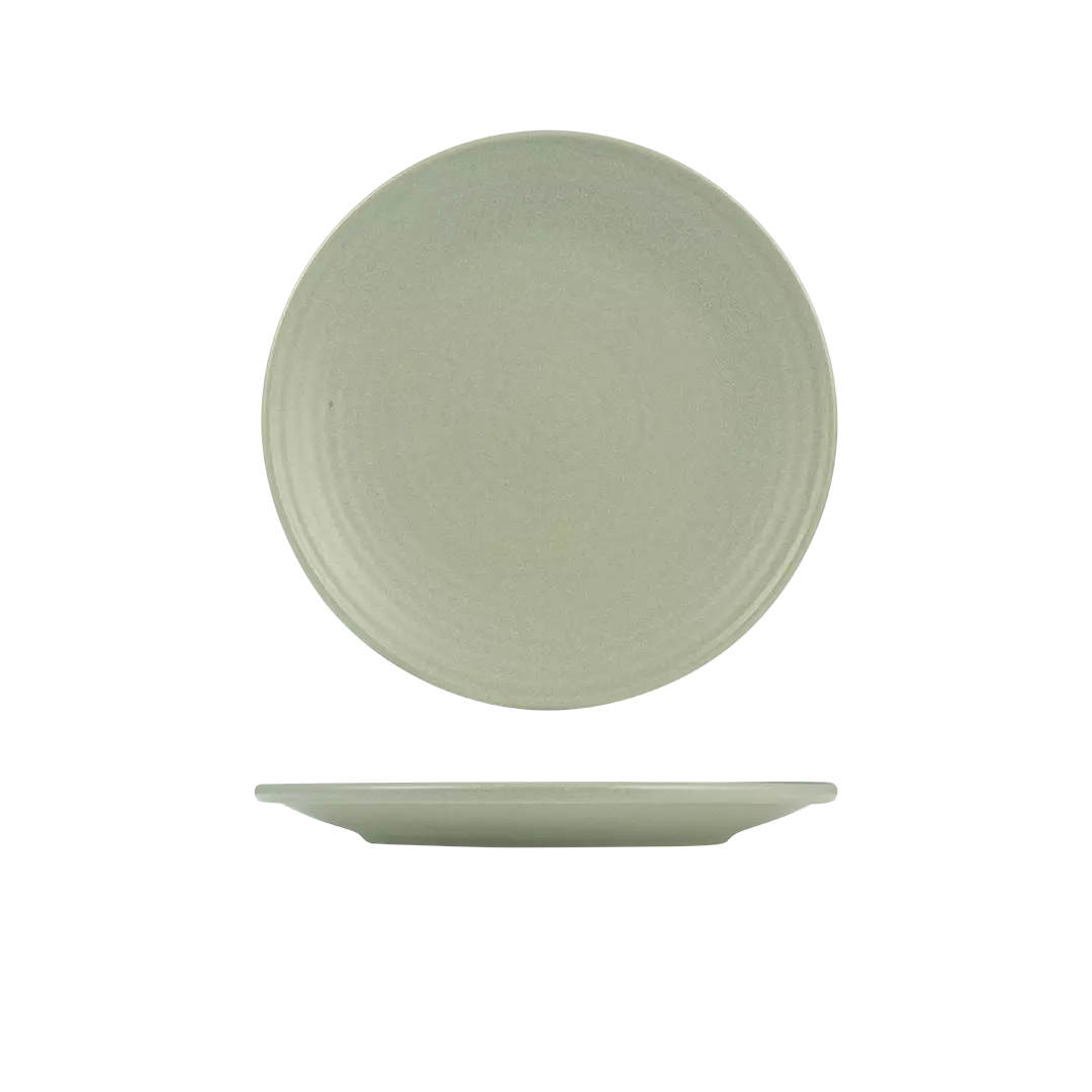 Pearl Pistachio Ribbed Round Plate-265mm